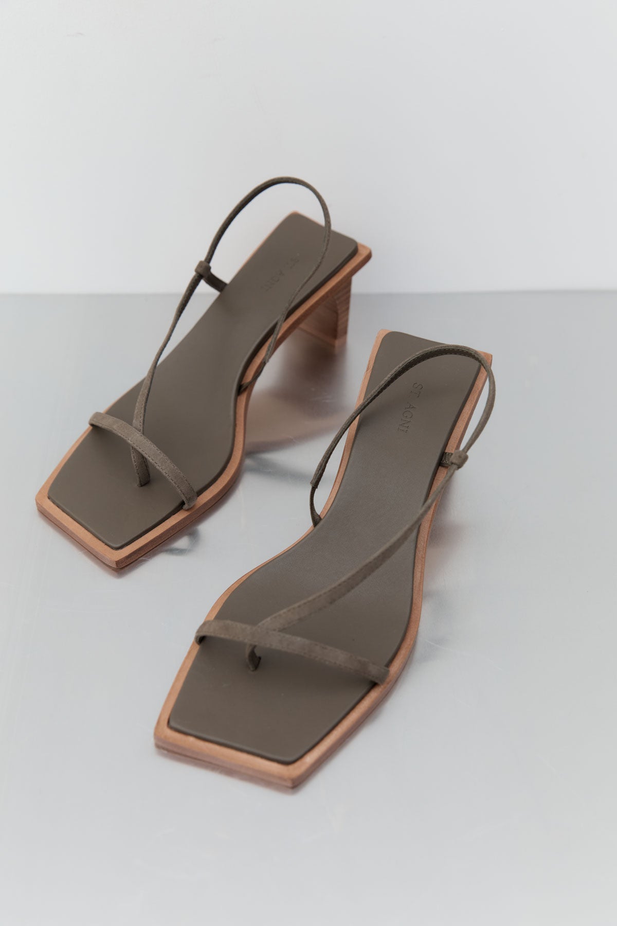 St. Agni | Suede Strap Heel - Kelp