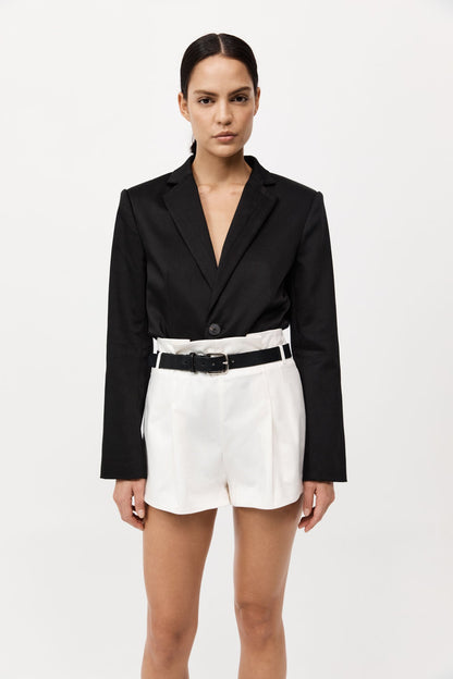St Agni | Cotton Paperbag Waist Shorts - Off White