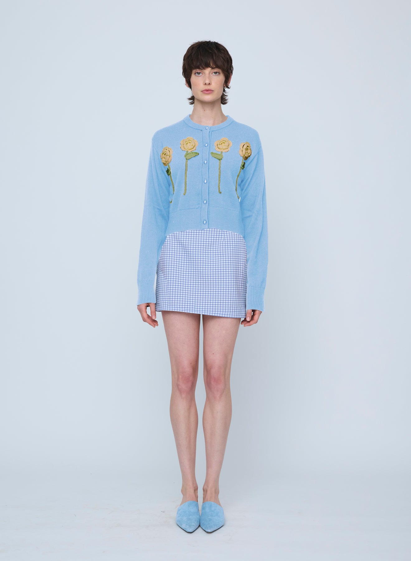 Wynn Hamlyn | Flower Cardigan - Sky Blue