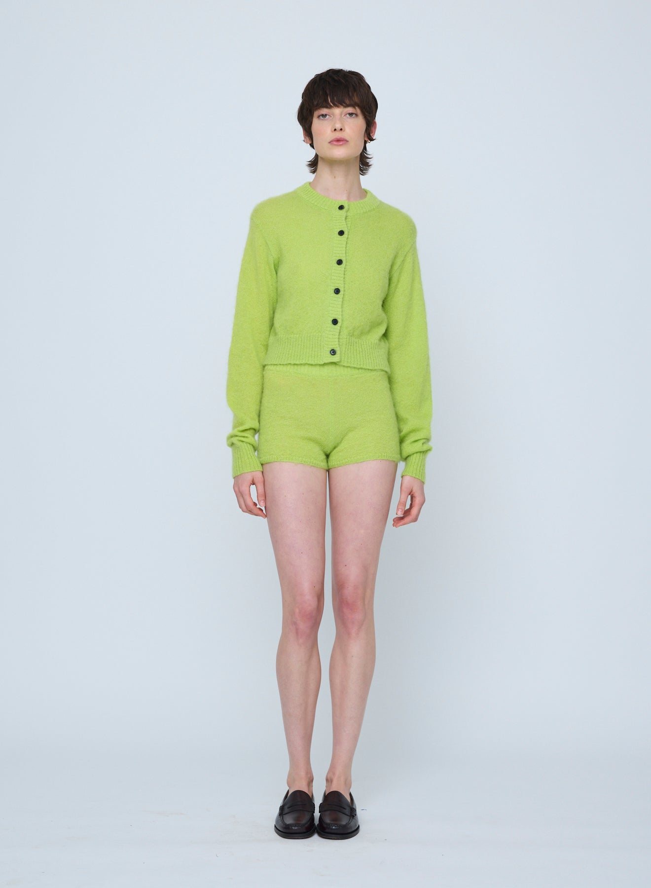 Wynn Hamlyn | Fluffy Mohair Cardigan - Acid Green