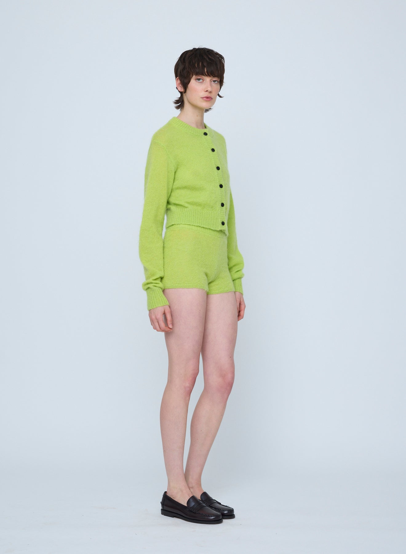 Wynn Hamlyn | Fluffy Mohair Cardigan - Acid Green
