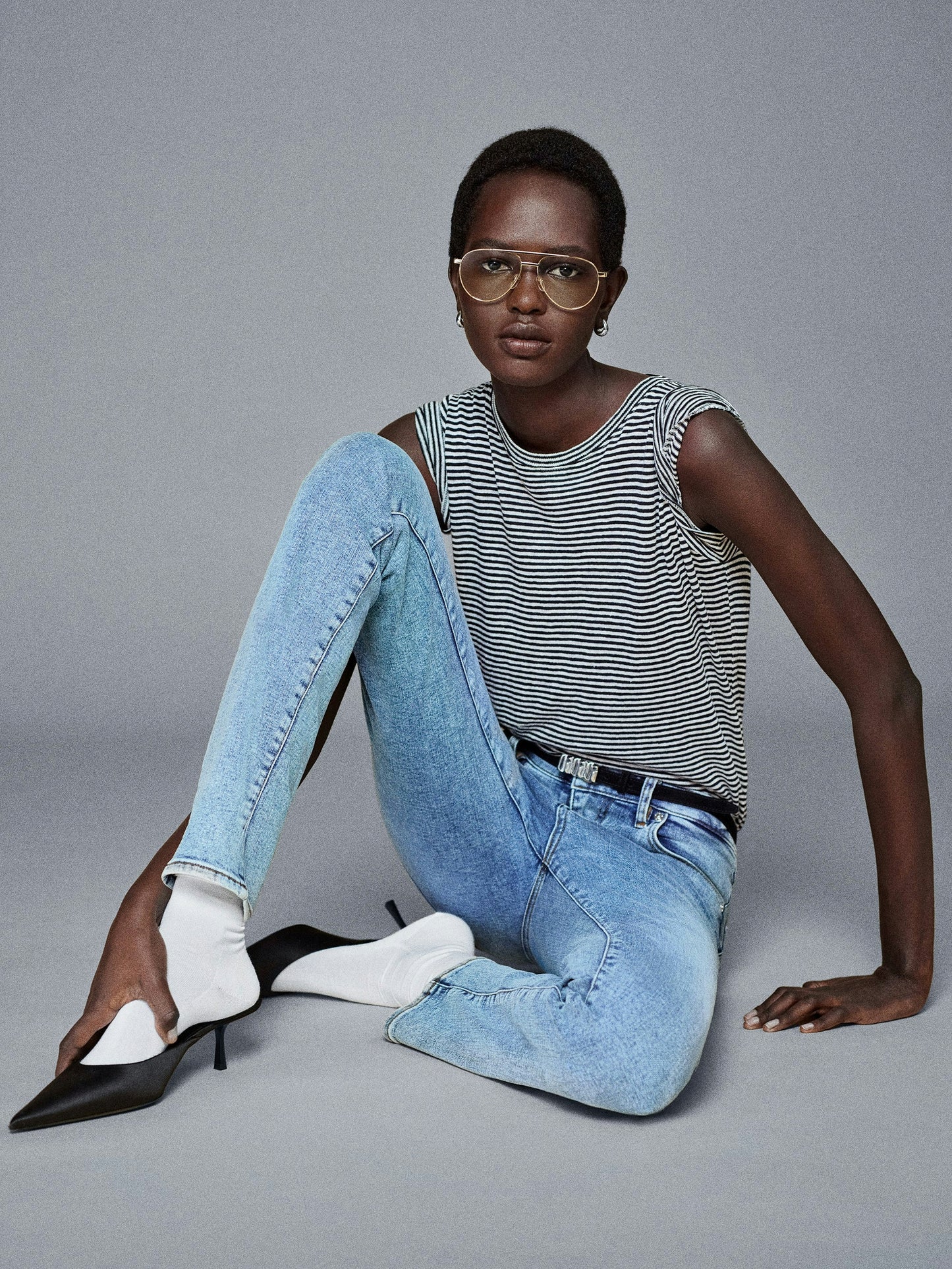 Frame Denim | The Linen Baby Tee - Black Multi