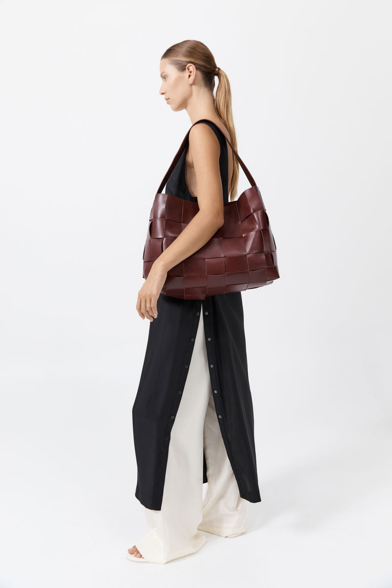 St Agni | Woven Large Tote - Plum