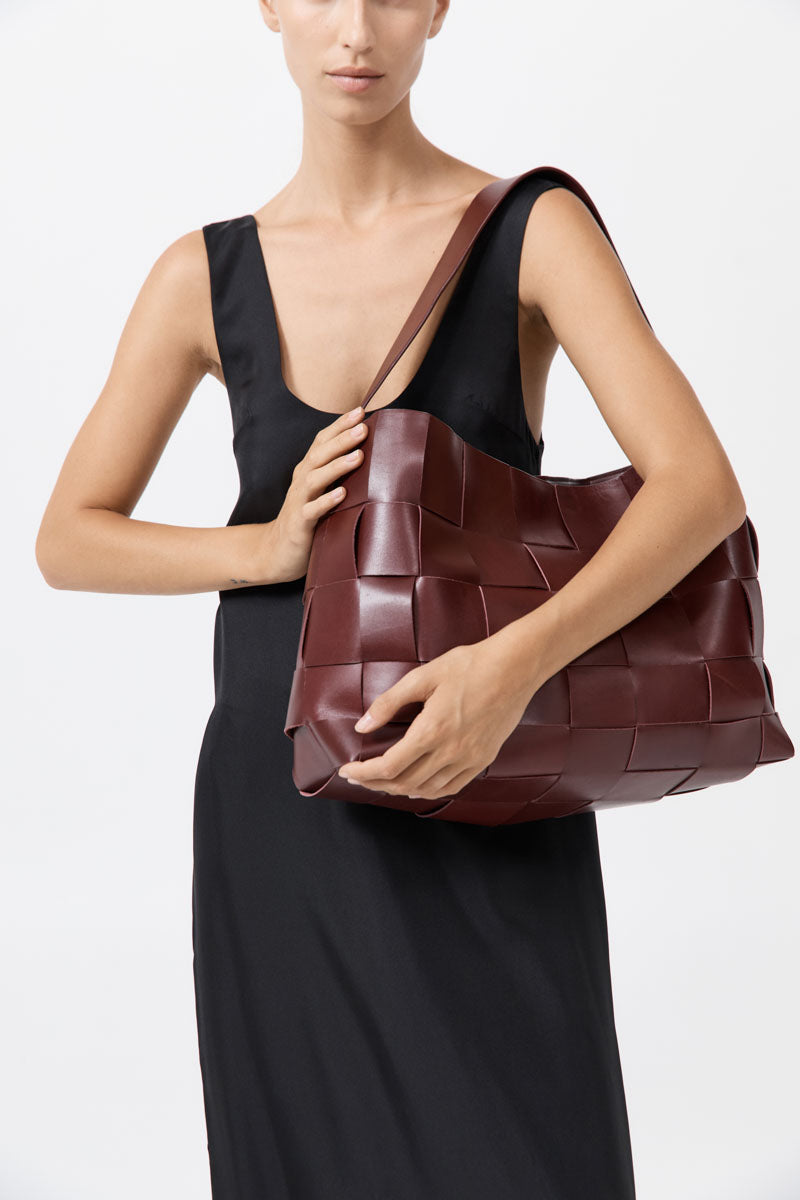 St Agni | Woven Large Tote - Plum