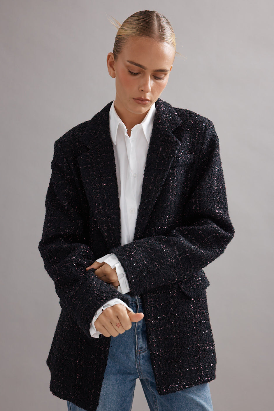 Caitlin Crisp | Felix Blazer - Black Tweed