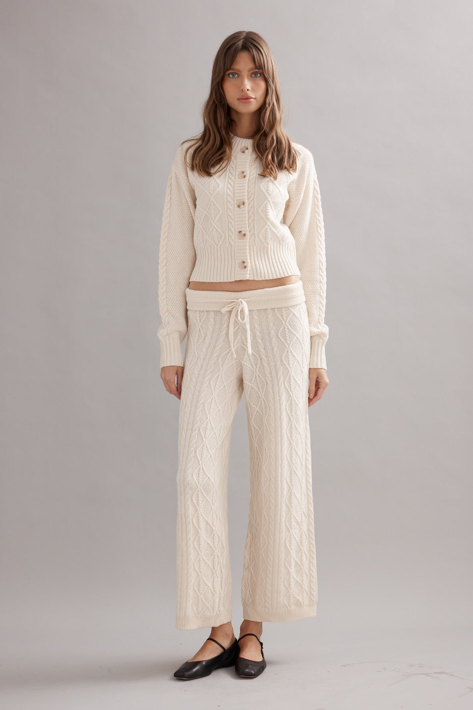 Caitlin Crisp | Cable Knit Cardigan - Ivory