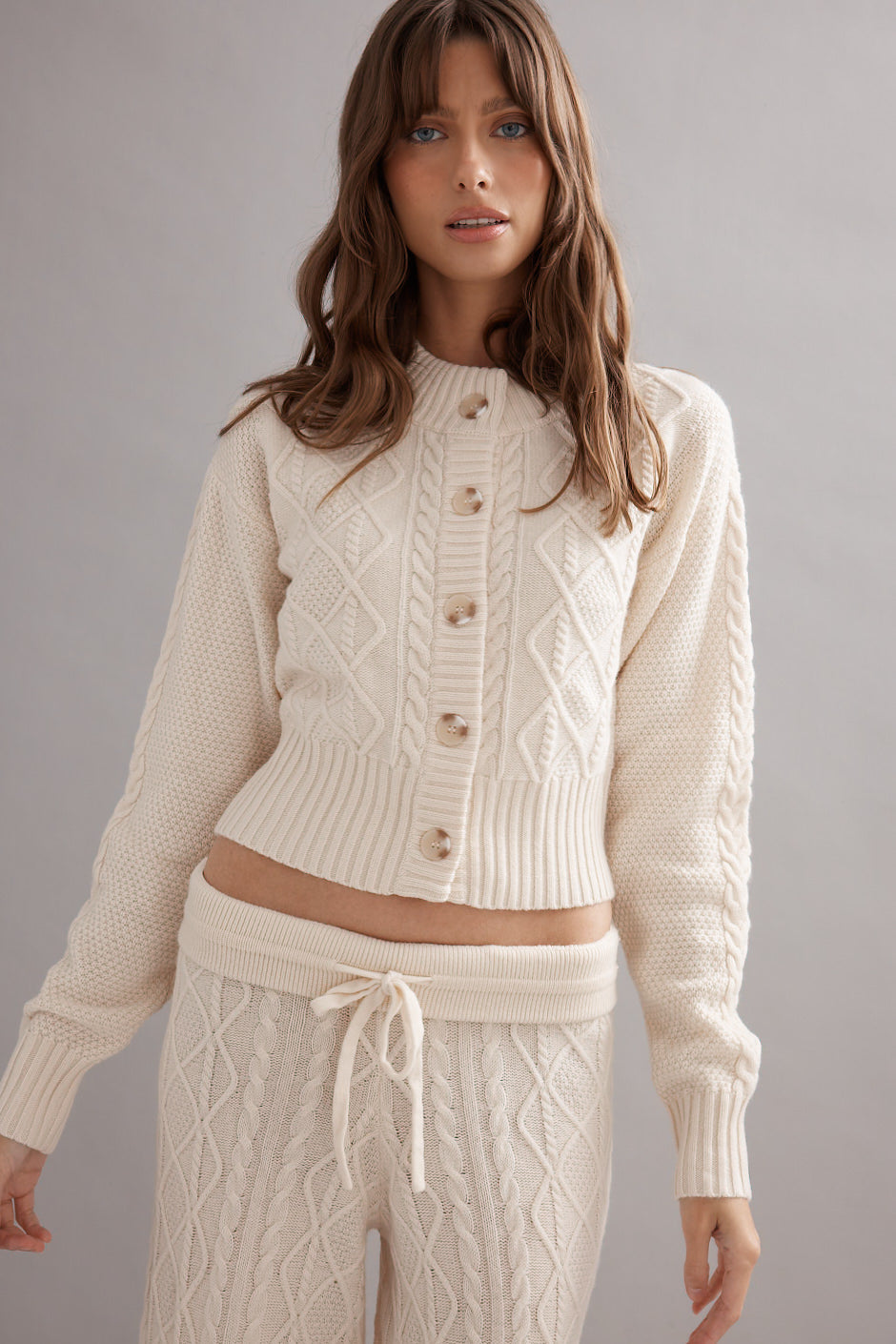 Caitlin Crisp | Cable Knit Cardigan - Ivory