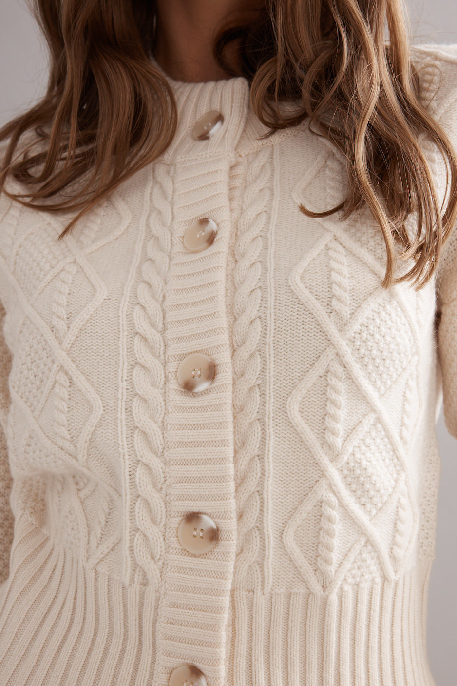 Caitlin Crisp | Cable Knit Cardigan - Ivory