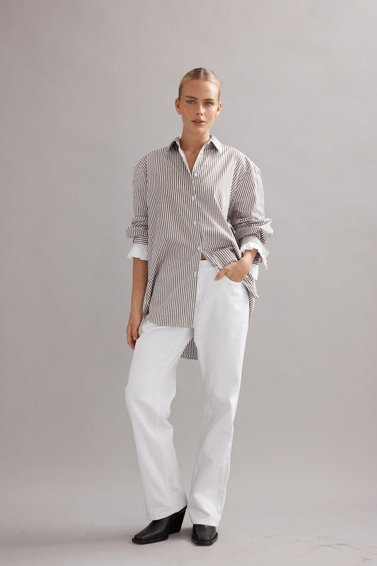 Caitlin Crisp | Vienna Shirt - Mocha Stripe