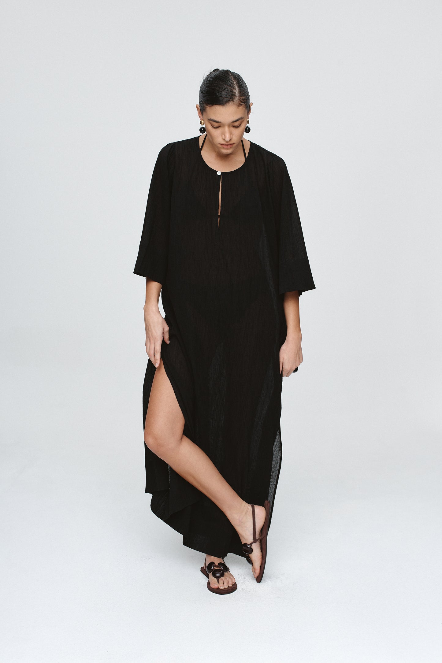 Marle | Kaftan - Black Crinkle