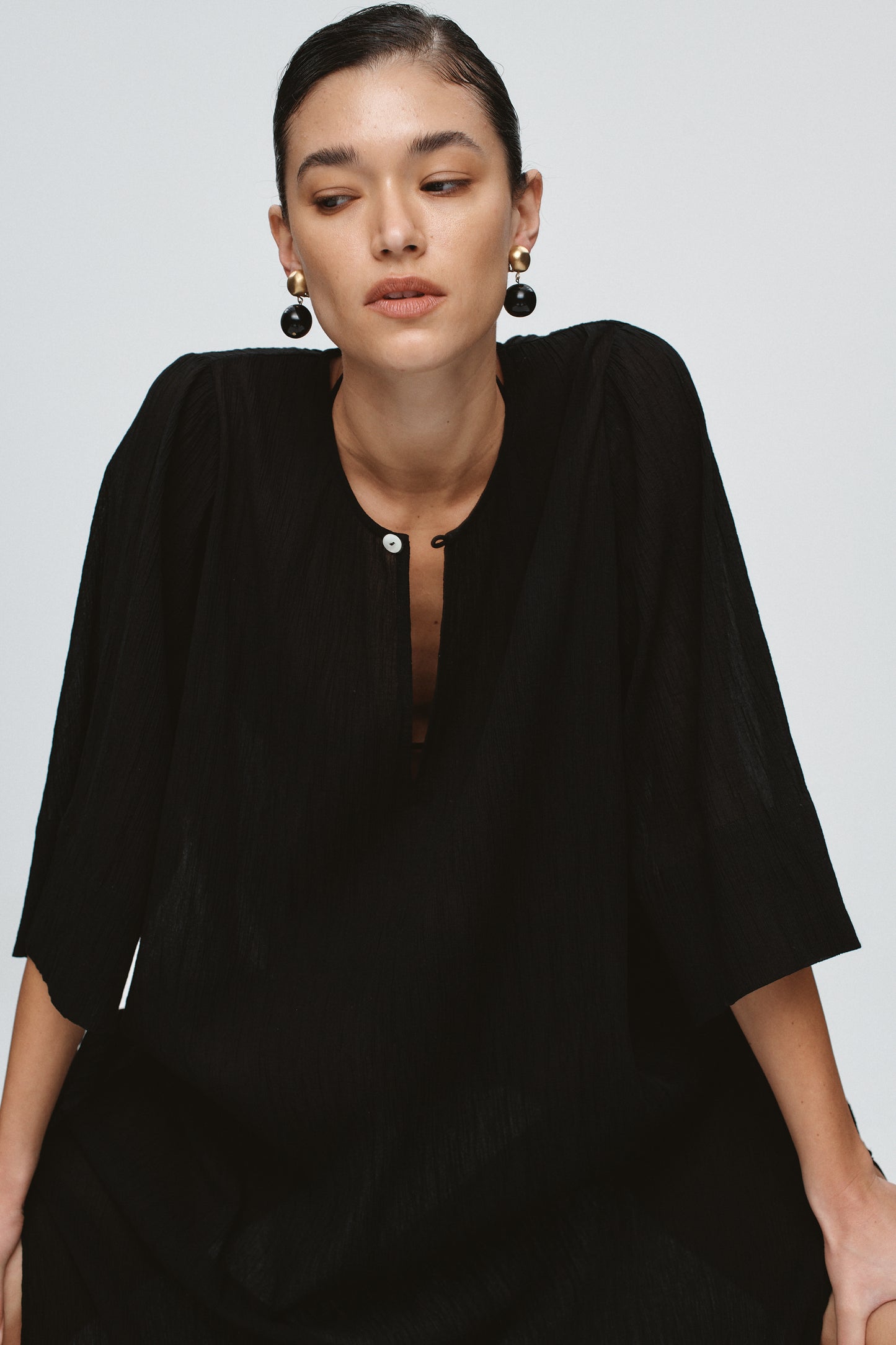 Marle | Kaftan - Black Crinkle