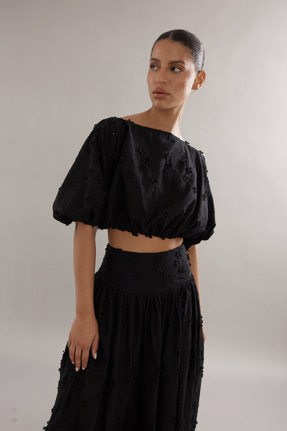 Caitlin Crisp | Coastline Crop - Black Broderie