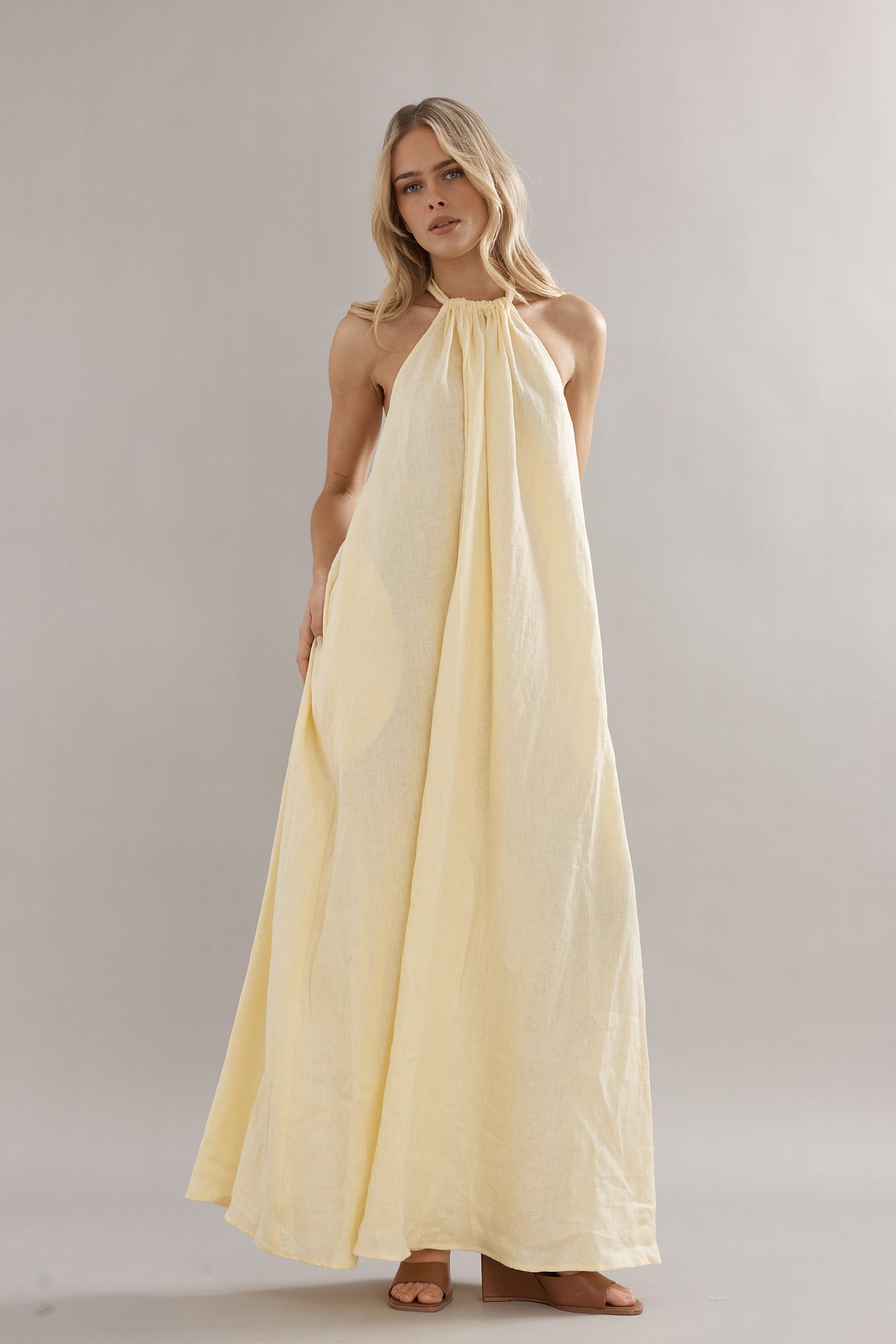Caitlin Crisp | Bianca Dress - Yellow Linen