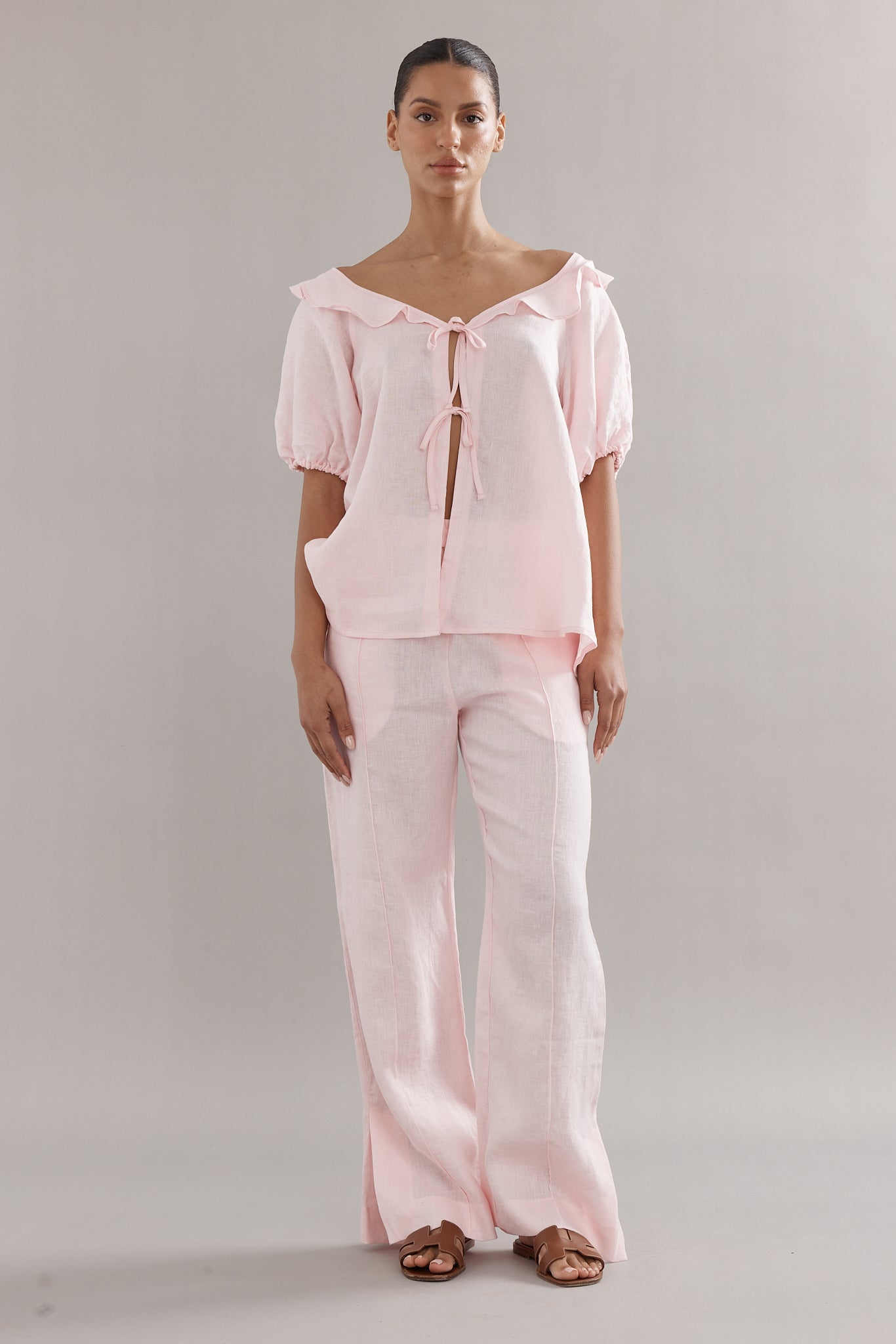 Caitlin Crisp | Little Darling Blouse - Pink Linen