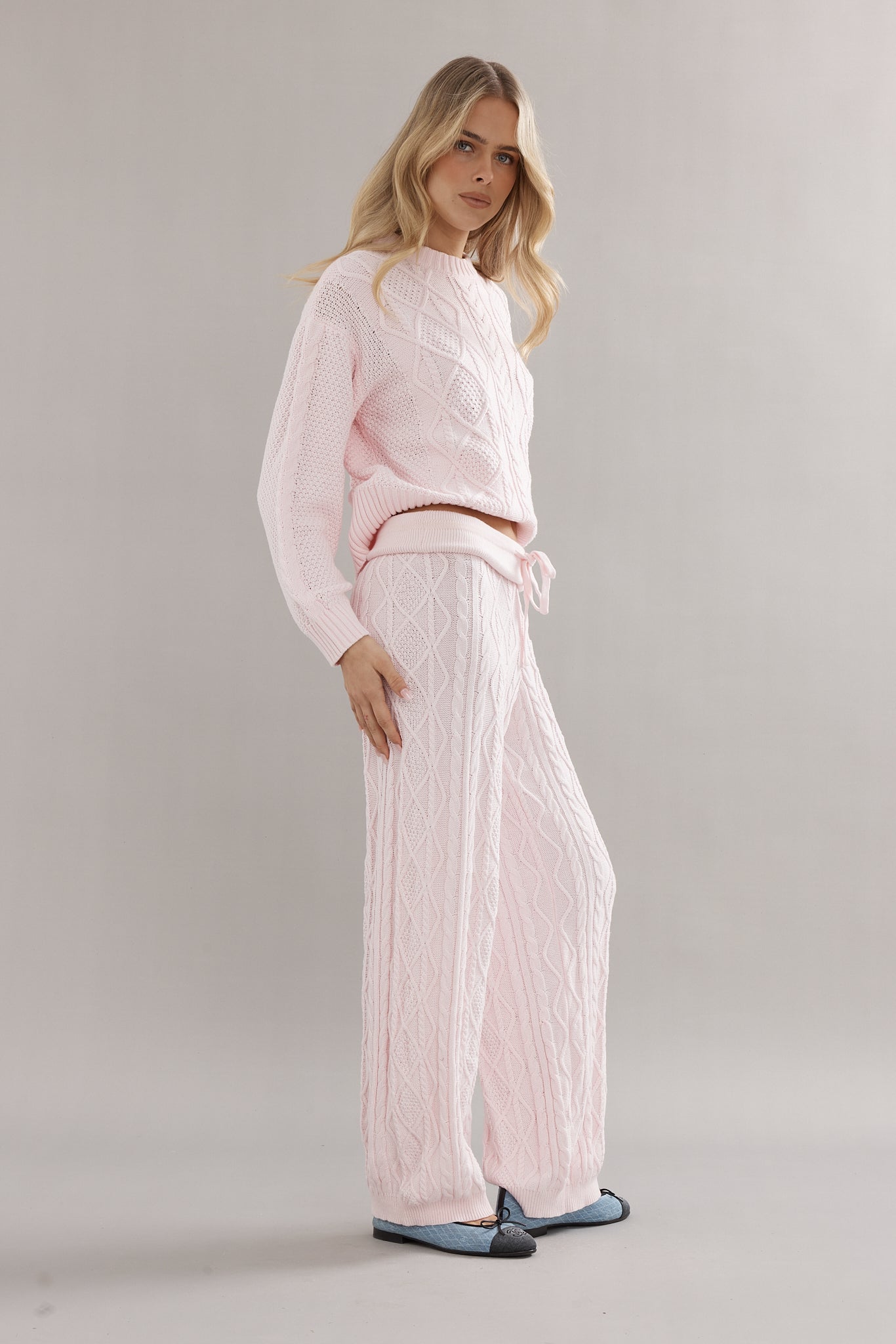 Caitlin Crisp | Cotton Cable Knit Jumper - Pink