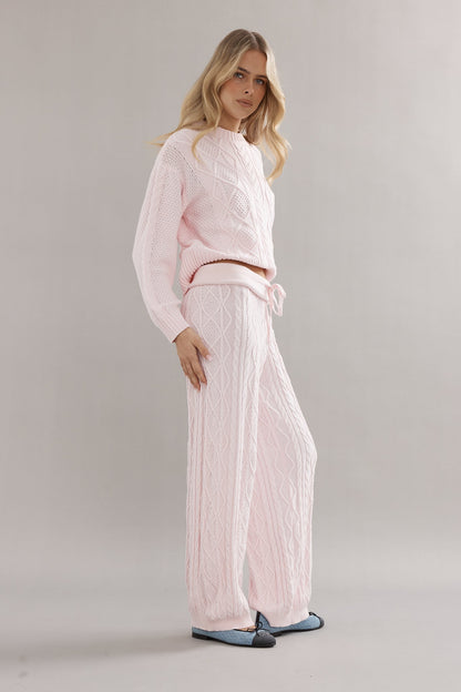 Caitlin Crisp | Cotton Cable Knit Jumper - Pink