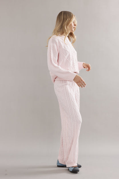 Caitlin Crisp | Cotton Cable Knit Jumper - Pink
