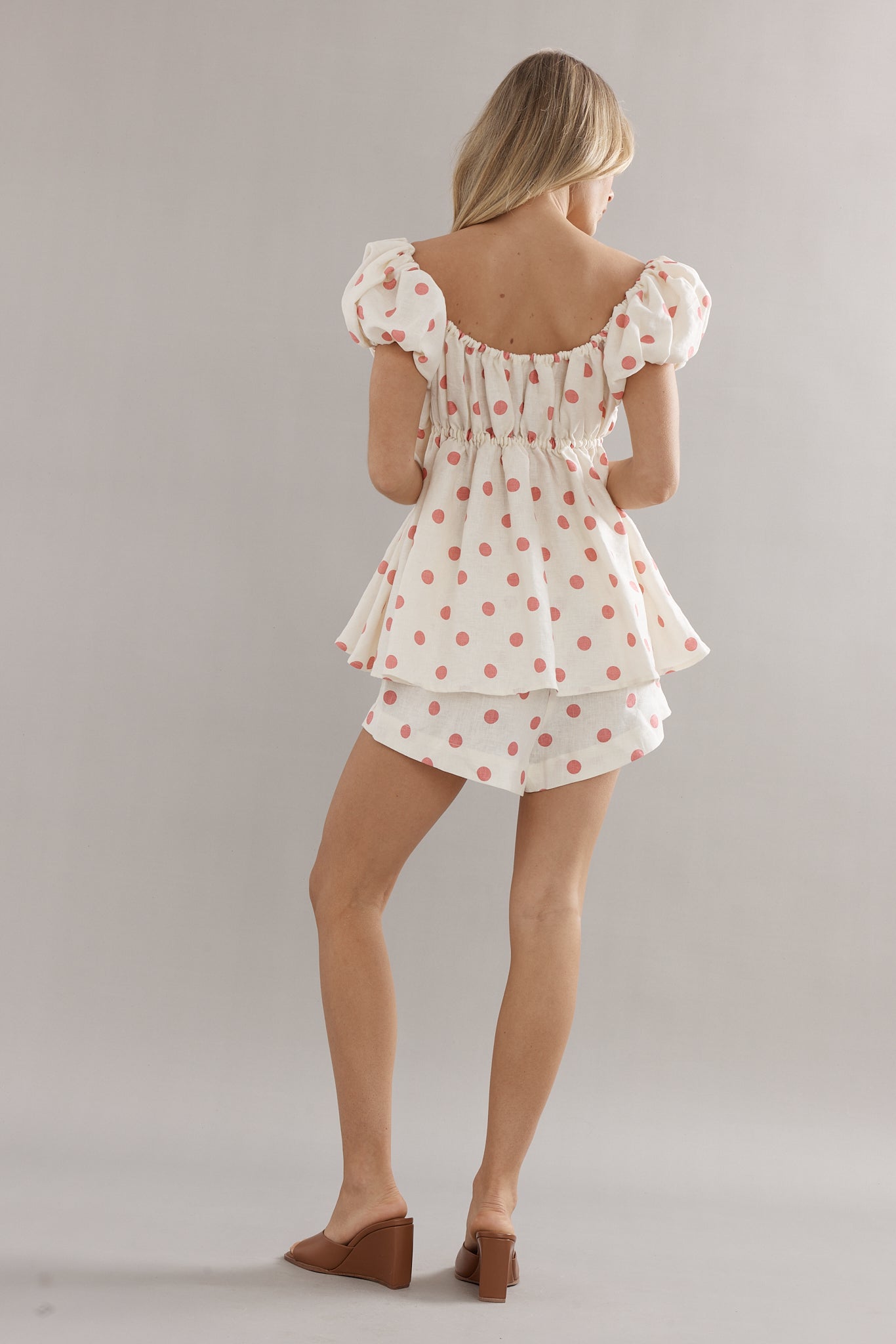 Caitlin Crisp | Juno Short - Pink Spot Linen
