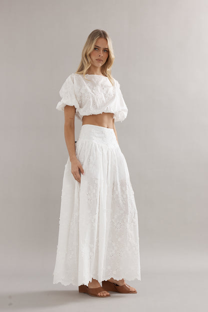 Caitlin Crisp | Capri Skirt - White Broderie