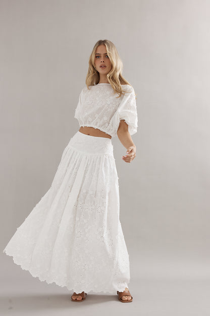Caitlin Crisp | Capri Skirt - White Broderie