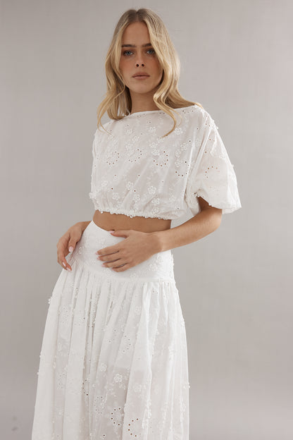 Caitlin Crisp | Capri Skirt - White Broderie