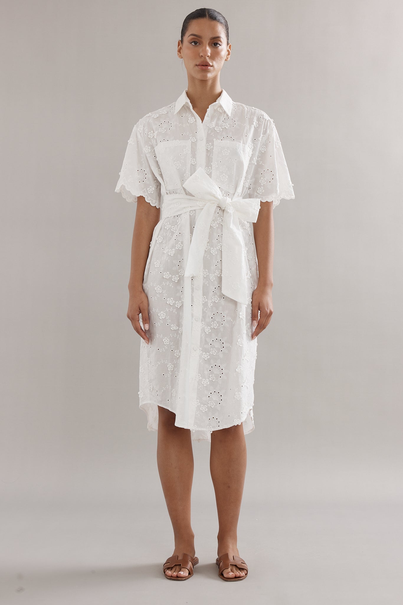 Caitlin Crisp | Mackenzie Shirt Dress - White Broderie