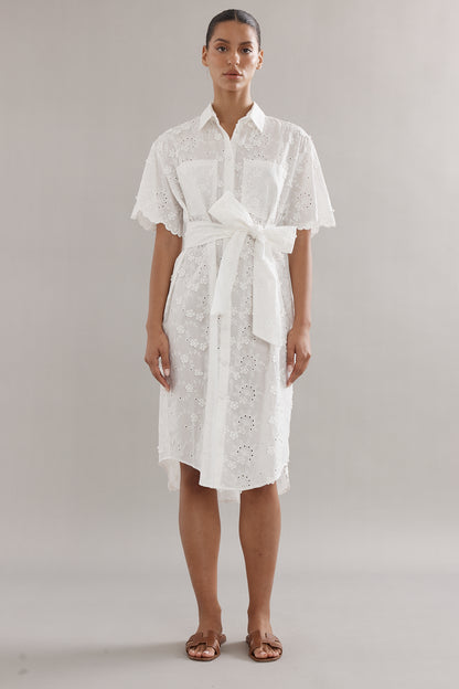 Caitlin Crisp | Mackenzie Shirt Dress - White Broderie
