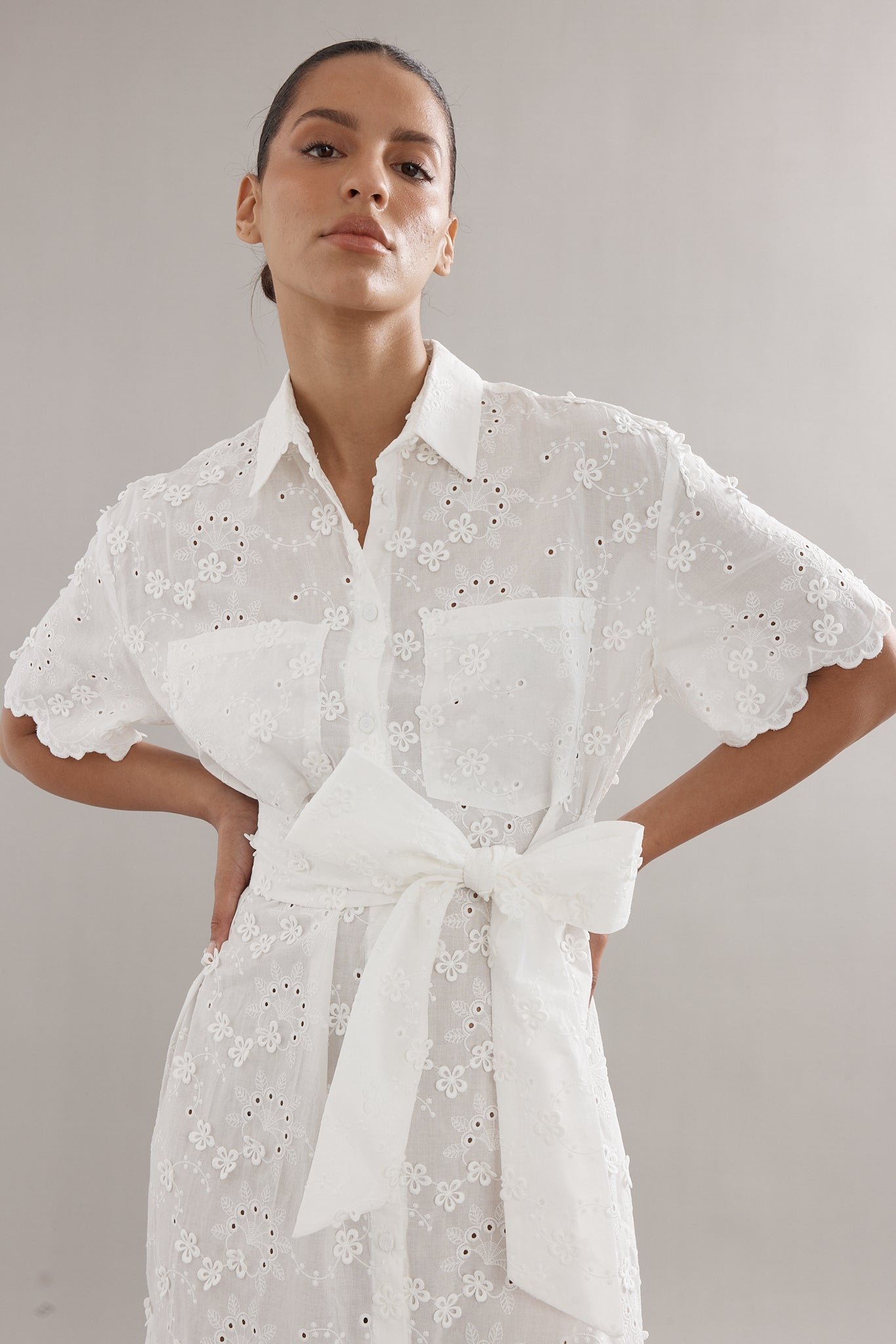 Caitlin Crisp | Mackenzie Shirt Dress - White Broderie