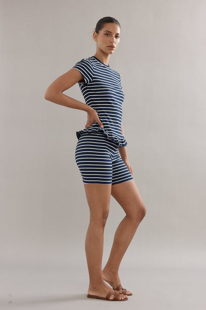 Caitlin Crisp | Frilly Baby Tee - Navy Stripe