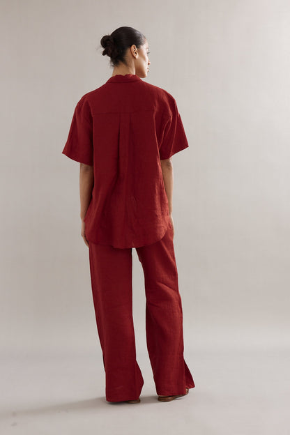Caitlin Crisp | Crisp Shirt - Maroon Linen