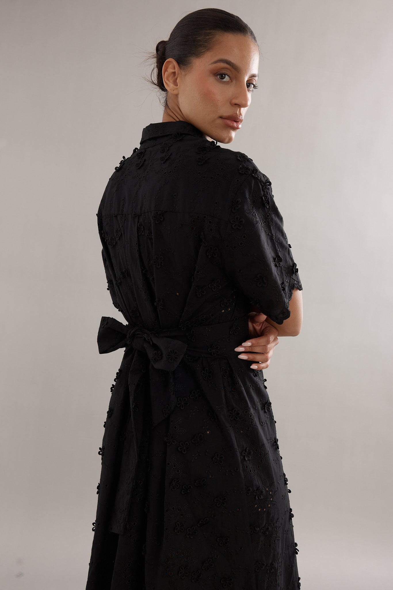 Caitlin Crisp | Mackenzie Shirt Dress - Black Broderie