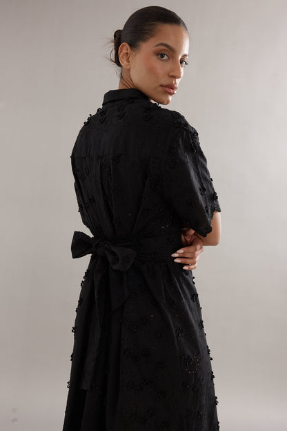 Caitlin Crisp | Mackenzie Shirt Dress - Black Broderie