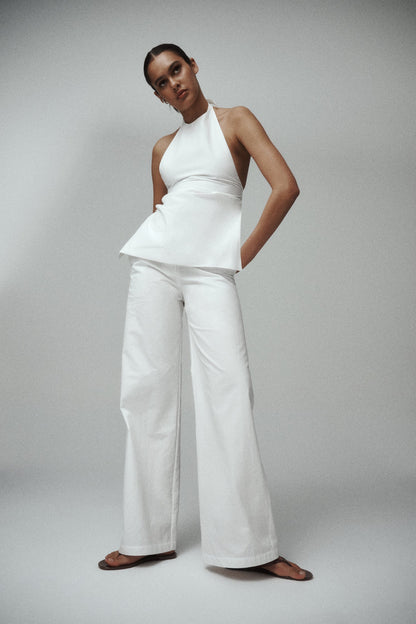 One of Others | Bea Belted Pant - White