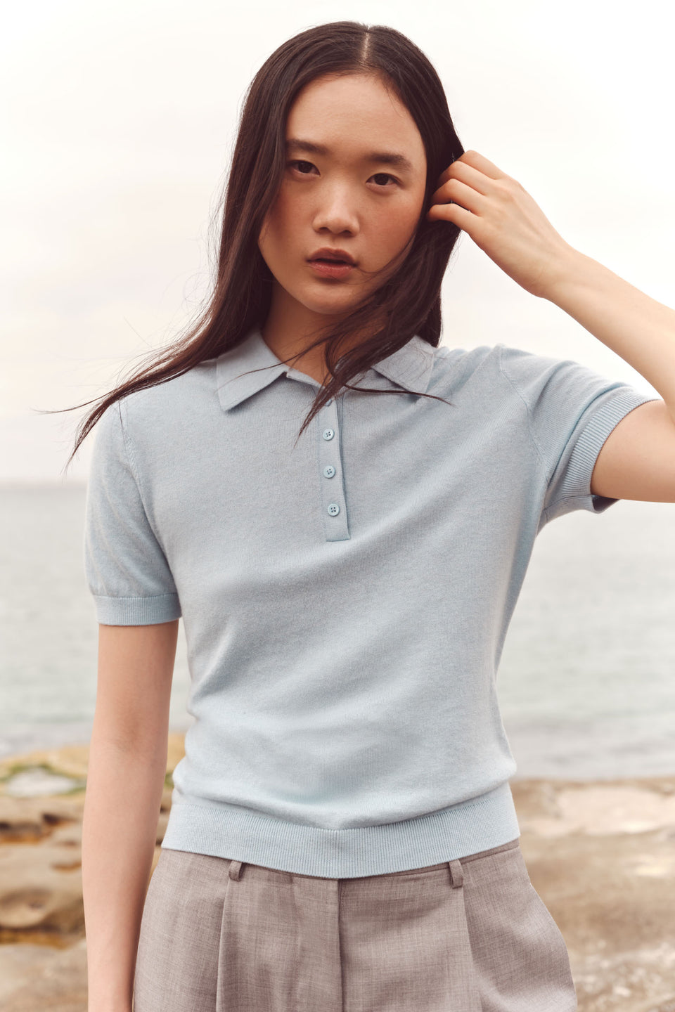 Assembly Label | Sloane Cotton Cashmere Polo - Salt