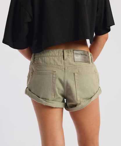 One Teaspoon | Bandit Low Denim Shorts - Super Khaki
