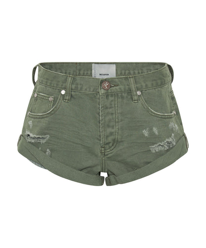 One Teaspoon | Bandit Low Denim Shorts - Super Khaki