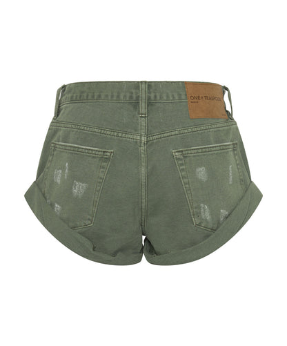 One Teaspoon | Bandit Low Denim Shorts - Super Khaki