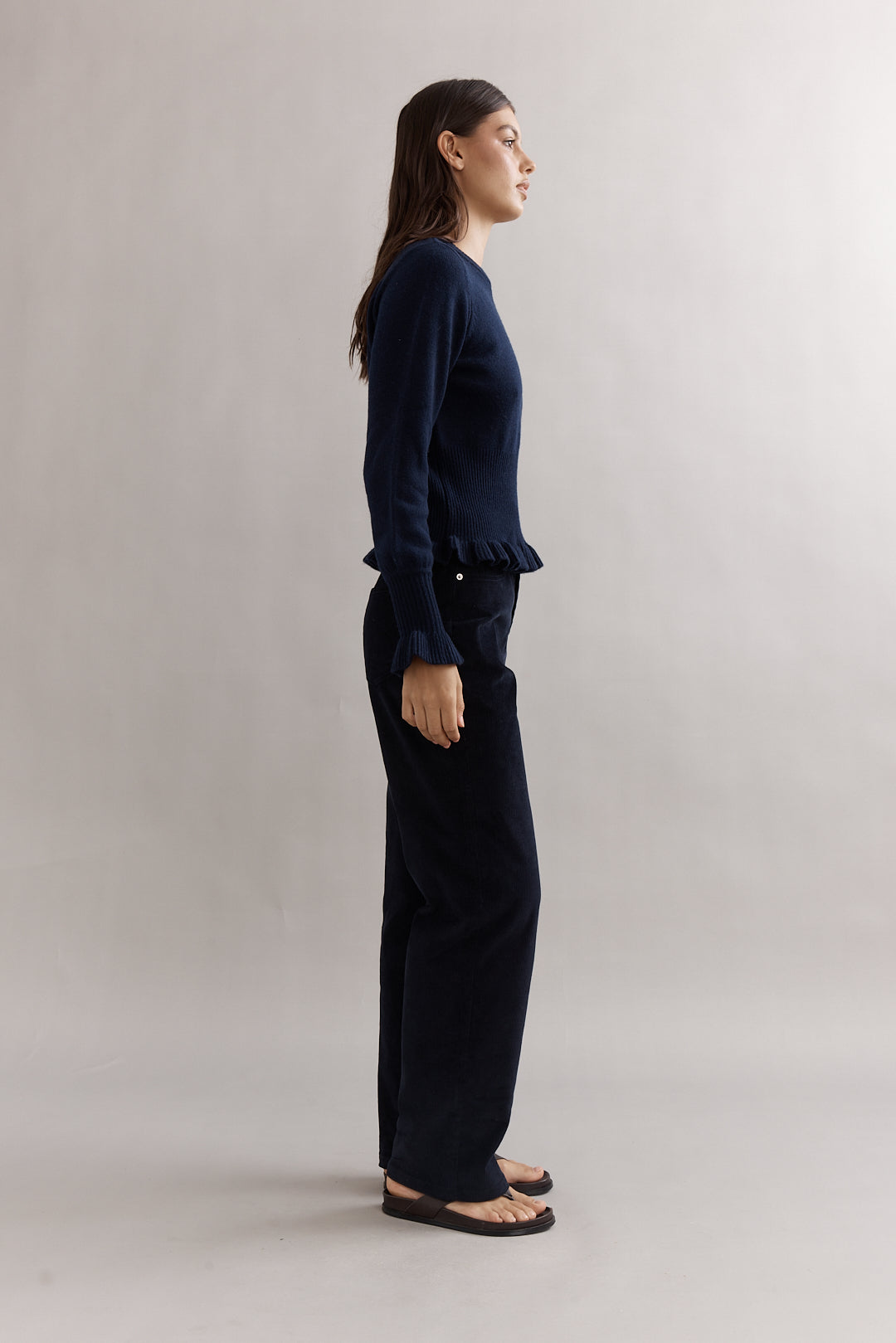 Caitlin Crisp | Frilly Crop Crew - Navy