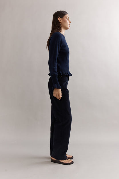 Caitlin Crisp | Frilly Crop Crew - Navy