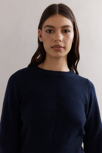 Caitlin Crisp | Frilly Crop Crew - Navy