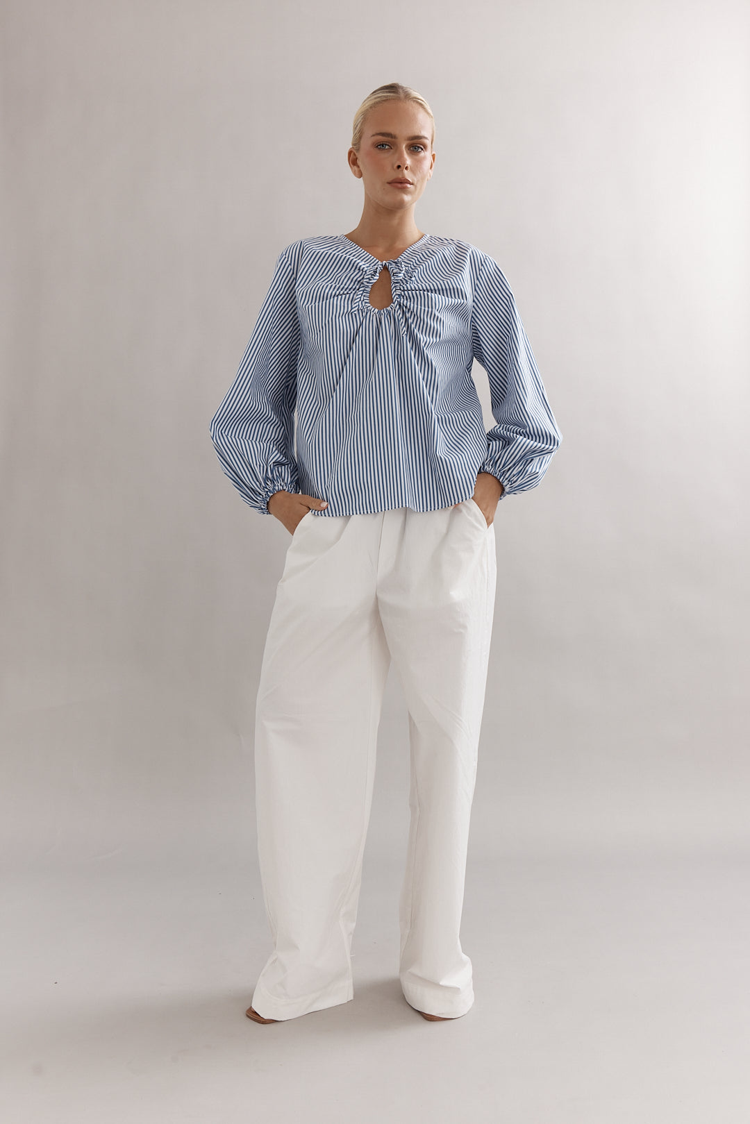 Caitlin Crisp | Drew Blouse - Denim Stripe