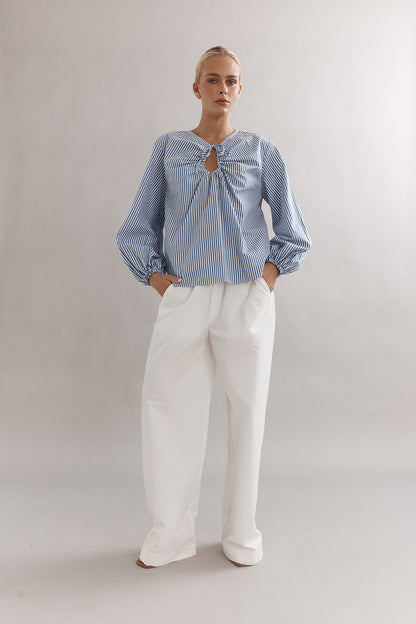 Caitlin Crisp | Drew Blouse - Denim Stripe