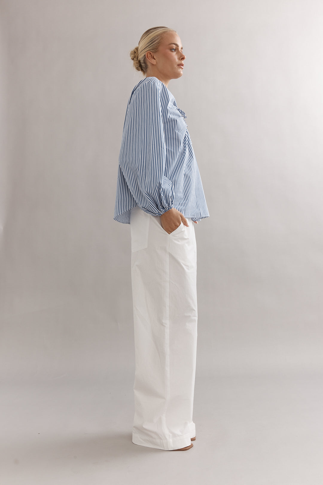 Caitlin Crisp | Drew Blouse - Denim Stripe