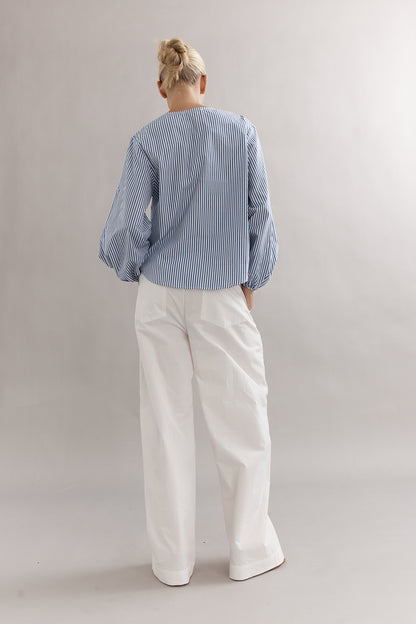 Caitlin Crisp | Drew Blouse - Denim Stripe