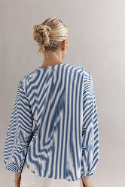 Caitlin Crisp | Drew Blouse - Denim Stripe