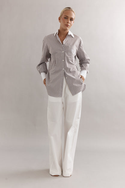 Caitlin Crisp | Varsity Shirt - Mocha Stripe