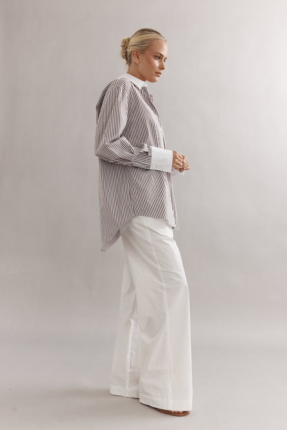 Caitlin Crisp | Varsity Shirt - Mocha Stripe