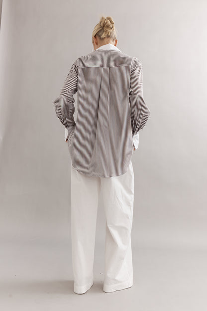 Caitlin Crisp | Varsity Shirt - Mocha Stripe