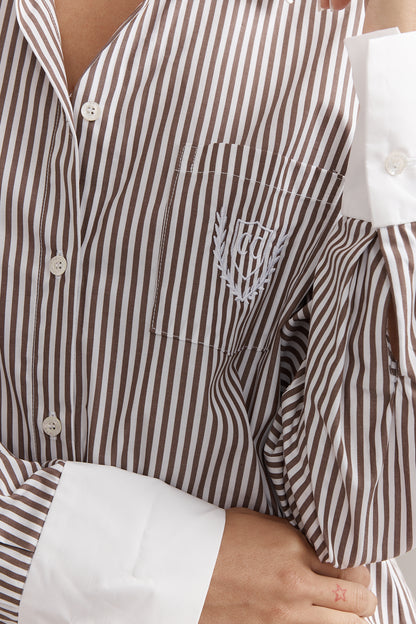 Caitlin Crisp | Varsity Shirt - Mocha Stripe