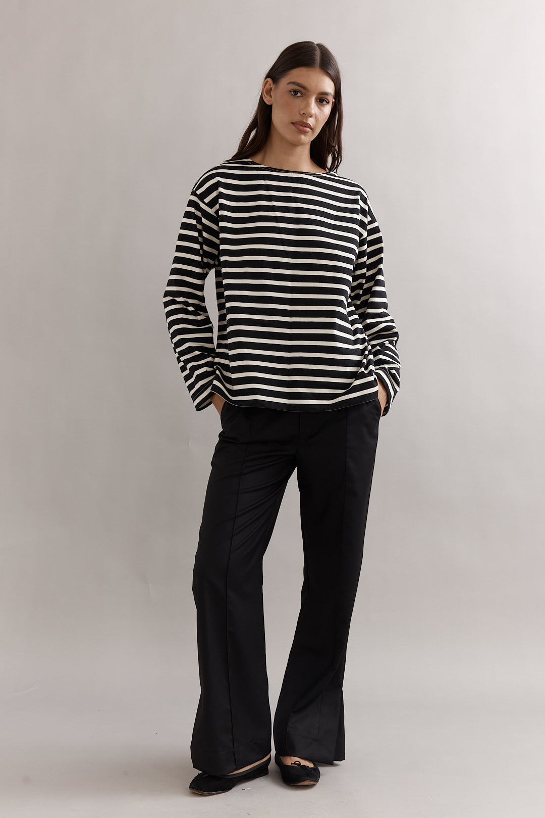 Caitlin Crisp | Marina Boat Neck - Black Stripe